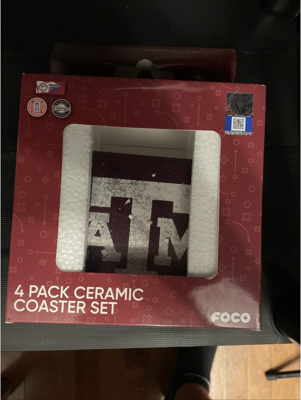 Texas A&M Aggies NCAA Ceramic Coaster Set 4 Pack Maroon White Licensed